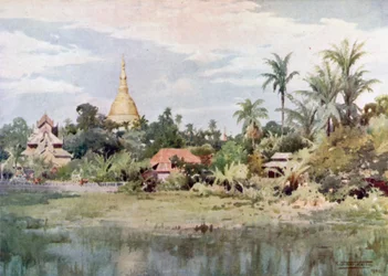 Le Shwe Dagon depuis le réservoir Bahan